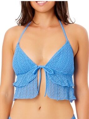 New! Salt + Cove Juniors' Ruffle Midkini Bikini Top, Blue, Size XL